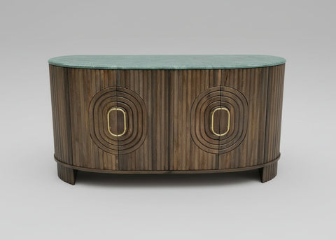 Wooden sideboard with marble top and oval carved door design | Home Centre Direct UK