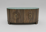 Wooden sideboard with marble top and oval carved door design | Home Centre Direct UK