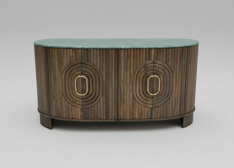Wooden sideboard with marble top and oval carved door design | Home Centre Direct UK