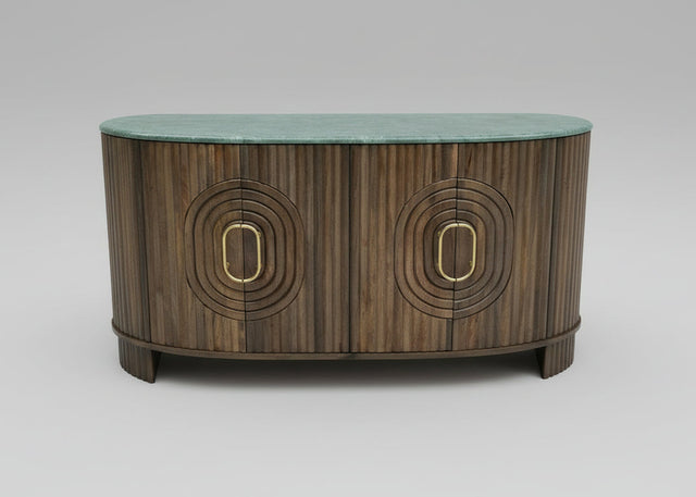 Wooden sideboard with marble top and oval carved door design | Home Centre Direct UK