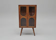 Wooden cabinet with two glass doors and angled legs in warm brown tones | Home Centre Direct UK
