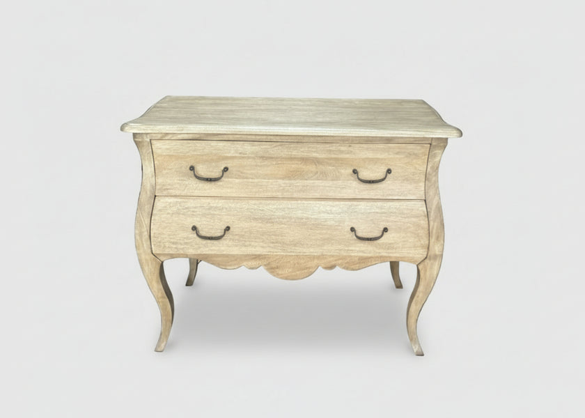 Wooden bombe chest with two drawers and metal handles | Home Centre Direct UK