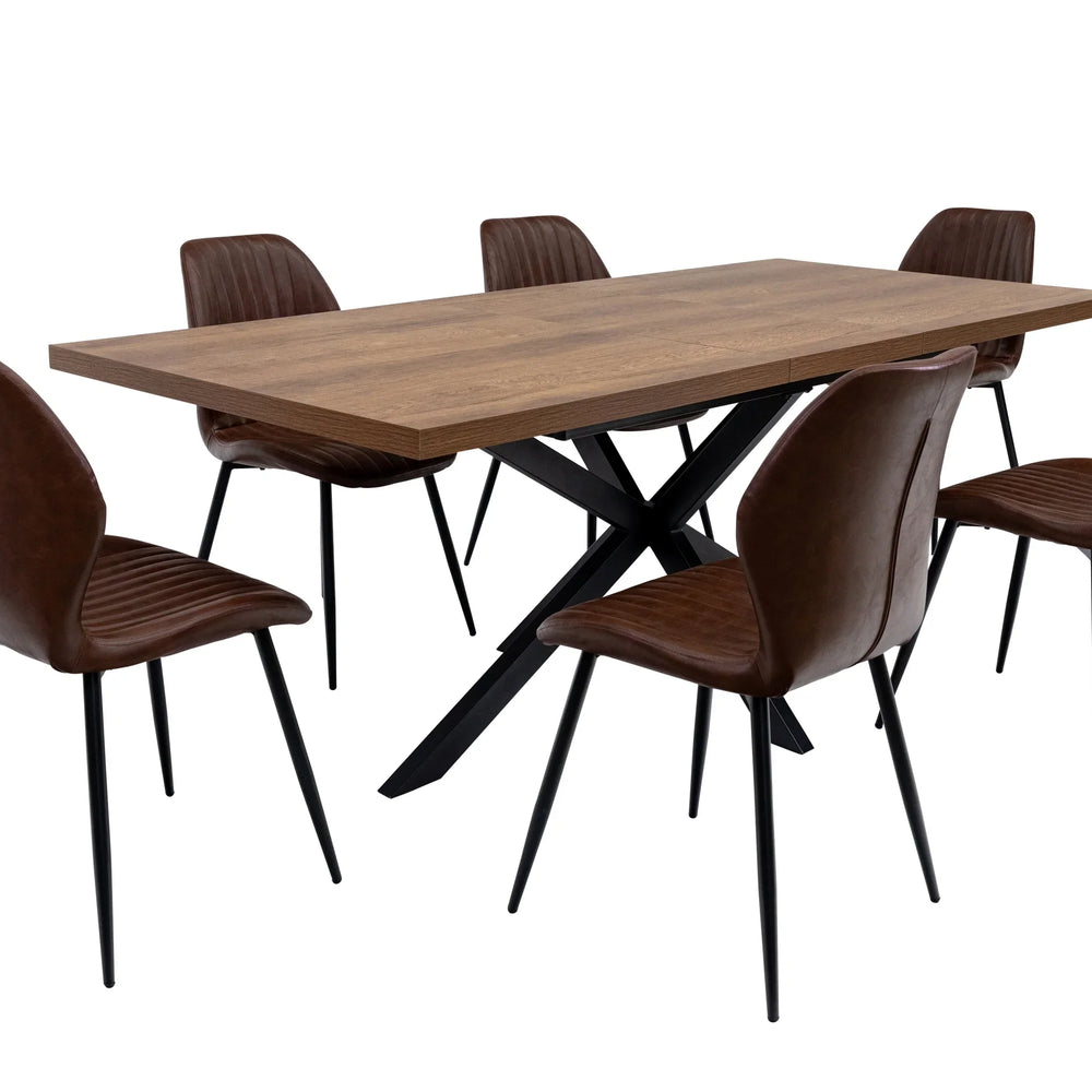 Dark Oak 1.6m Extending Dining Table with 0.4m Extension Leaf