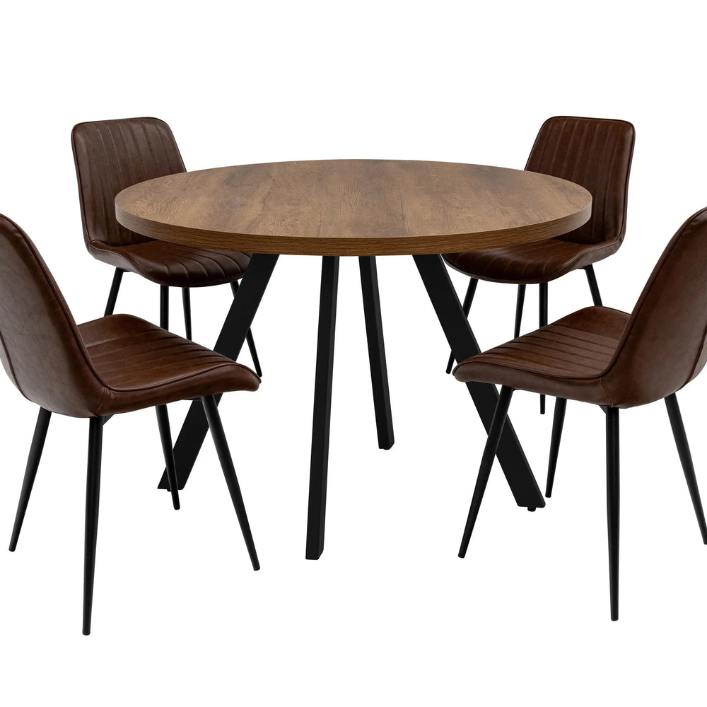 Dark Oak 1.1m Round Dining Table - Stylish and Durable Design