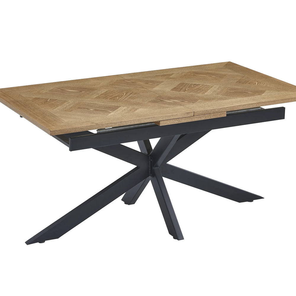 Medium Oak Veneer 1.6m Extending Dining Table with 0.4m Leaf