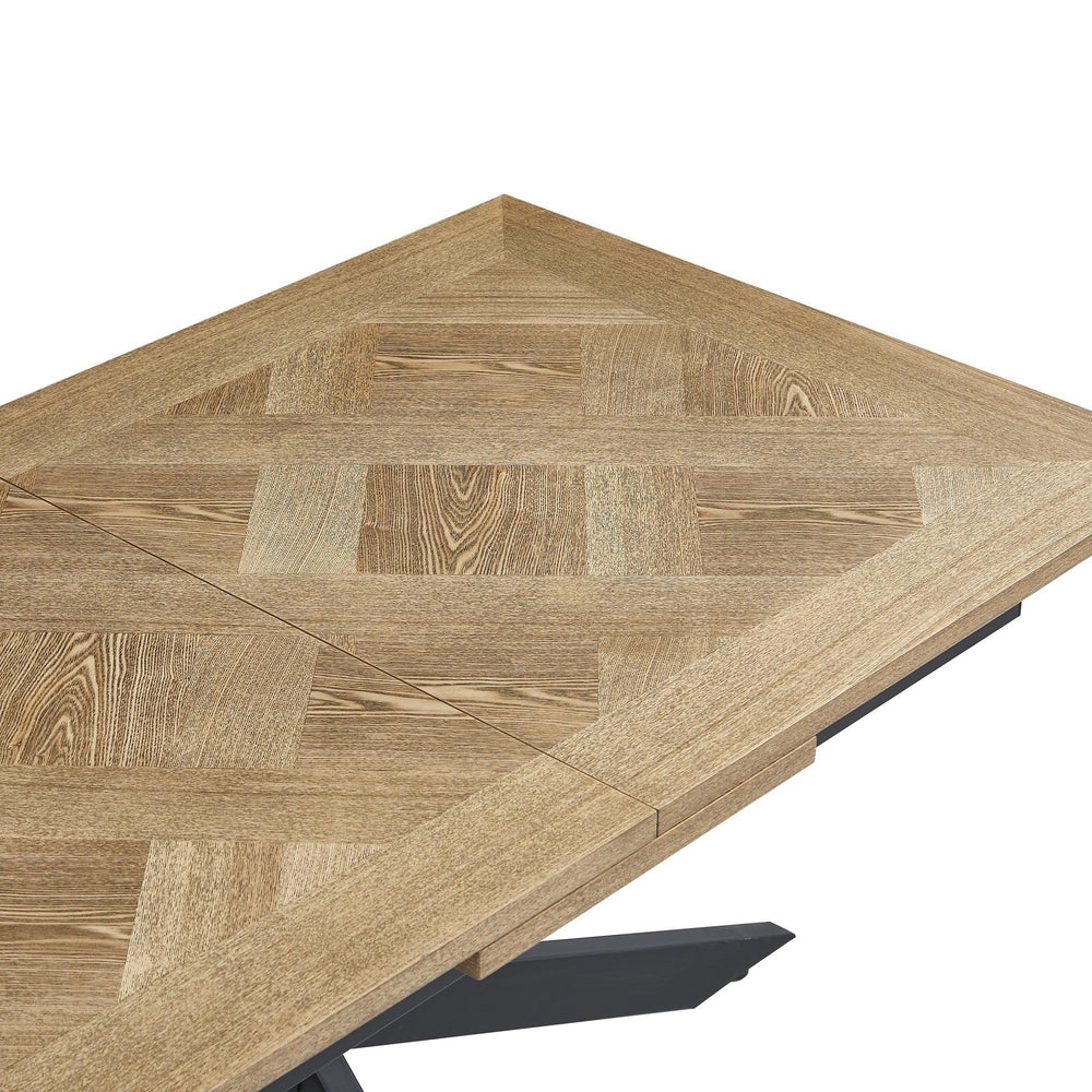 Medium Oak Veneer 1.6m Extending Dining Table with 0.4m Leaf