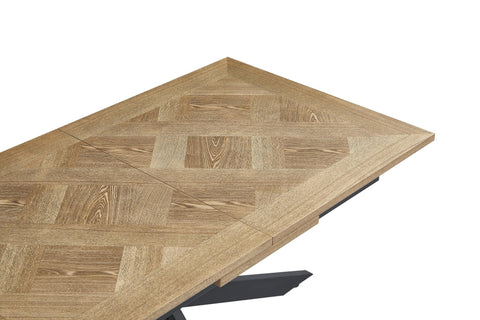 Medium Oak Veneer 1.6m Extending Dining Table with 0.4m Leaf