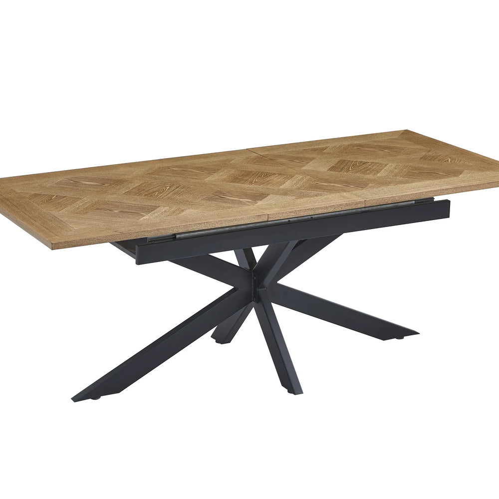 Medium Oak Veneer 1.6m Extending Dining Table with 0.4m Leaf
