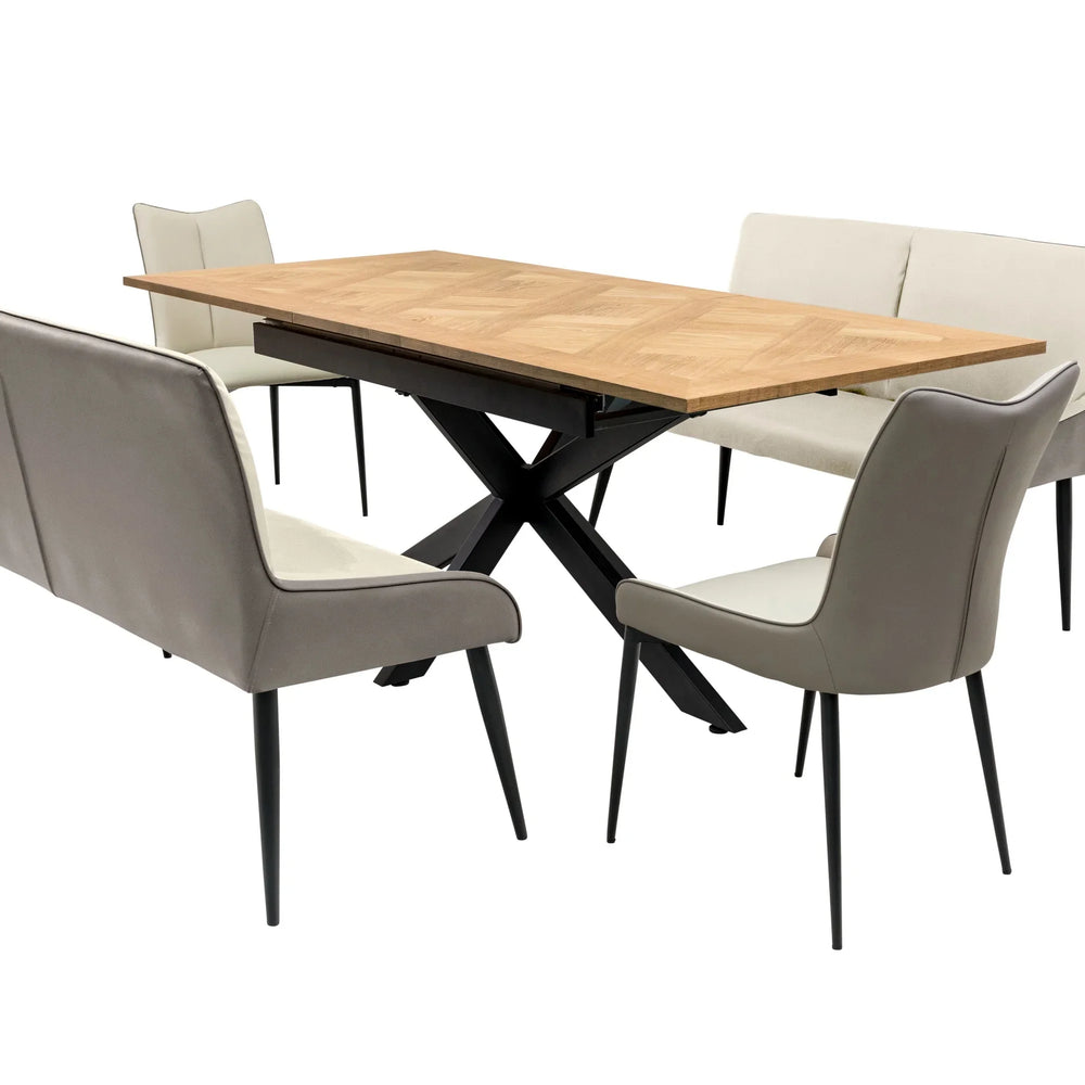 Medium Oak Veneer 1.6m Extending Dining Table with 0.4m Leaf