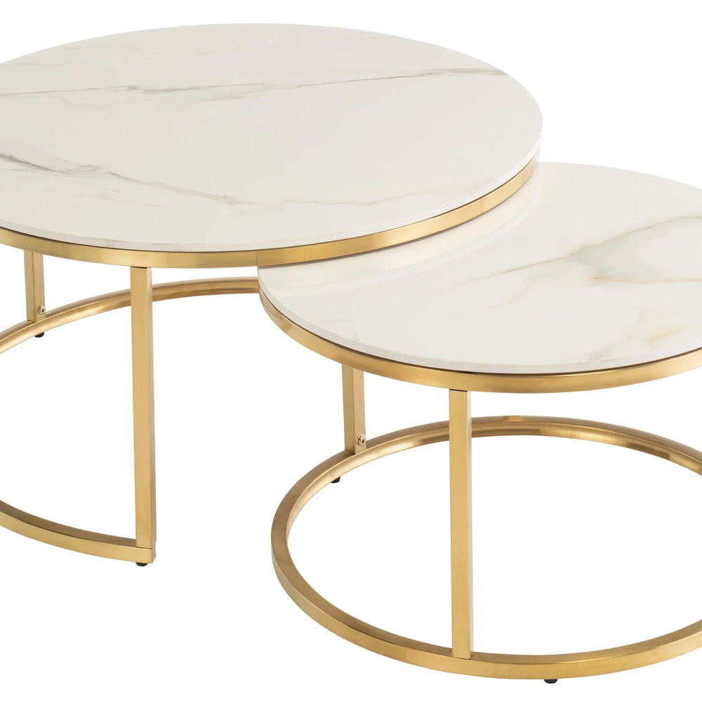 Elegant Round Coffee Table Set in Gold Finish - Modern Home Dcor