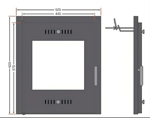 Porto Stove Door - Technical Drawing
