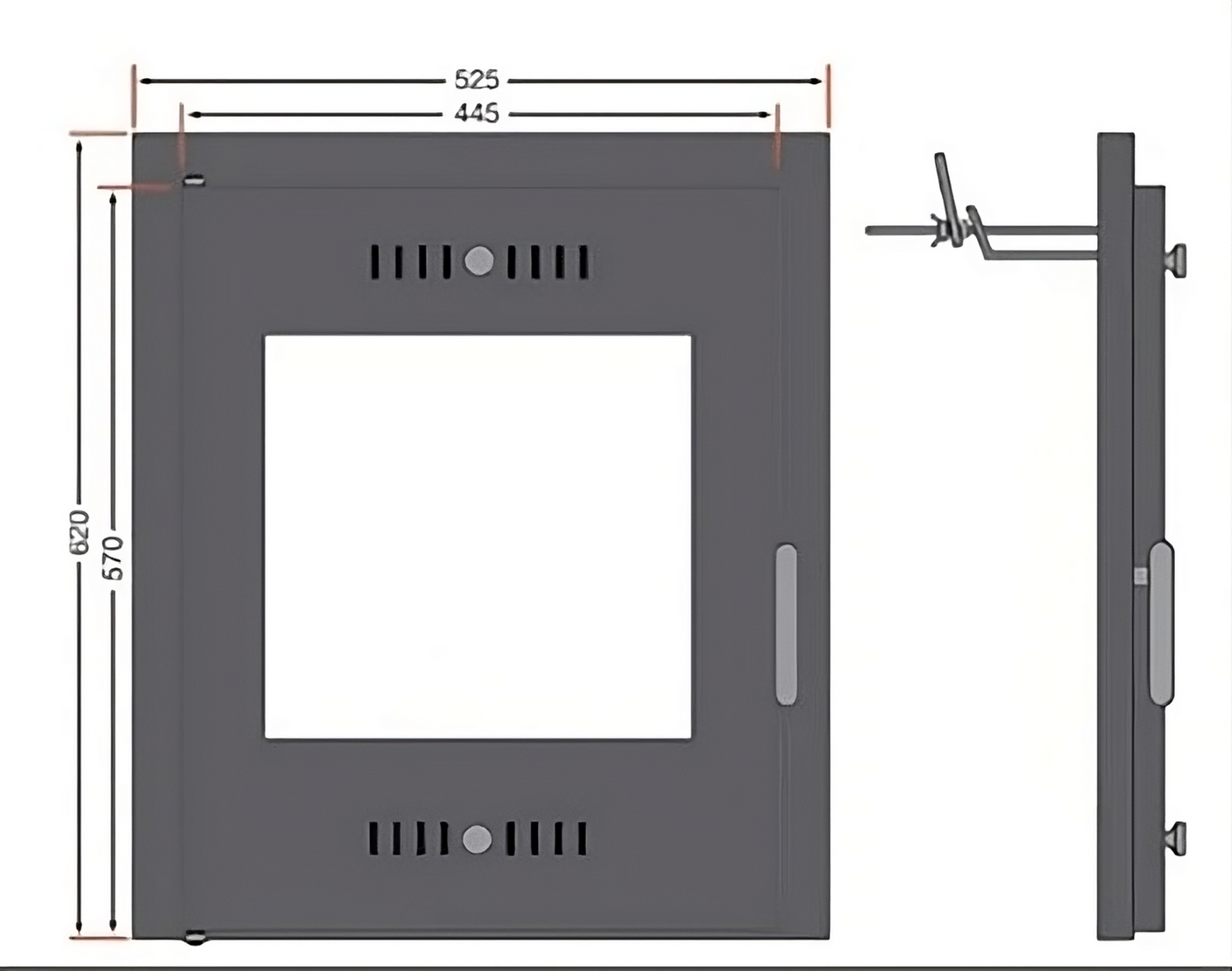 Porto Stove Door - Technical Drawing