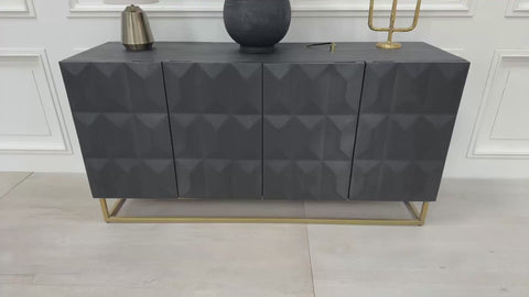 Black Wooden Diamond Pattern Sideboard