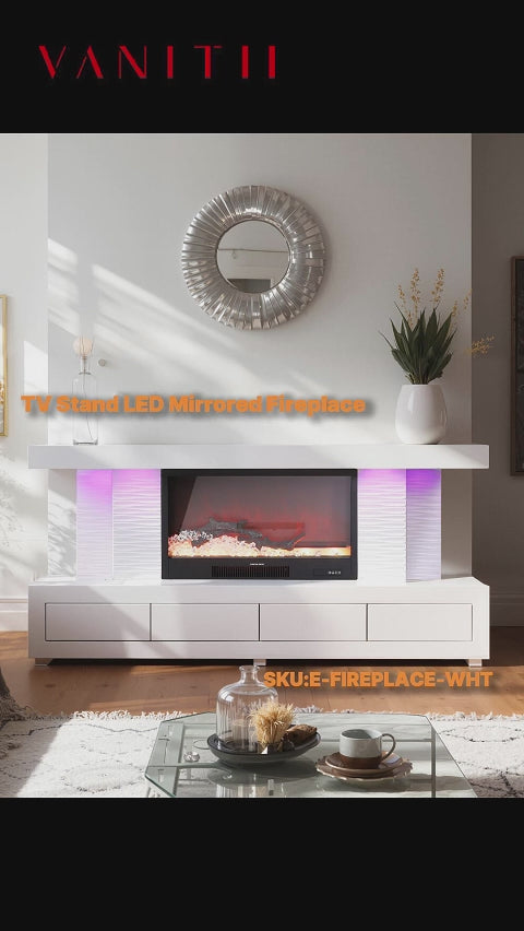 3D LED Fireplace with Speakers