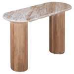 Ashford Natural Marble & Wood Pedestal Console Table - View 4
