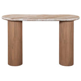 Ashford Natural Marble & Wood Pedestal Console Table - View 3