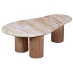 Ashford Natural Marble & Wood Pedestal Coffee Table - View 3
