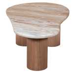 Ashford Natural Marble & Wood Pedestal Coffee Table - View 4