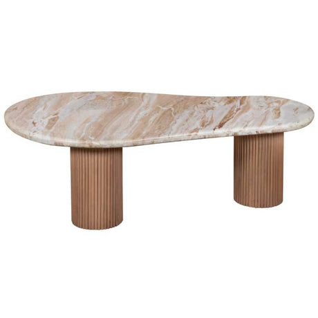 Ashford Natural Marble & Wood Pedestal Coffee Table - View 2