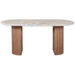 Ashford Natural Marble & Wood Pedestal 6-8 Seater Dining Table - View 4