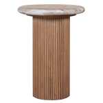 Ashford Natural Marble & Wood Pedestal Side Table - View 4