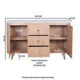 Extra large Ashford sideboard with natural marble top and mango wood body