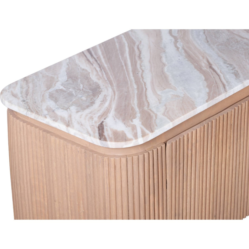 Ashford large TV cabinet made of natural marble and mango wood
