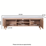 Ashford large TV cabinet made of natural marble and mango wood