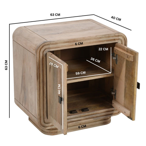 Hudson mini sideboard made of carved mango wood with rustic charm