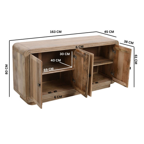Hudson carved mango wood large sideboard with rustic charm