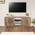 Hudson TV Cabinet made of carved mango wood in a stylish living room setting