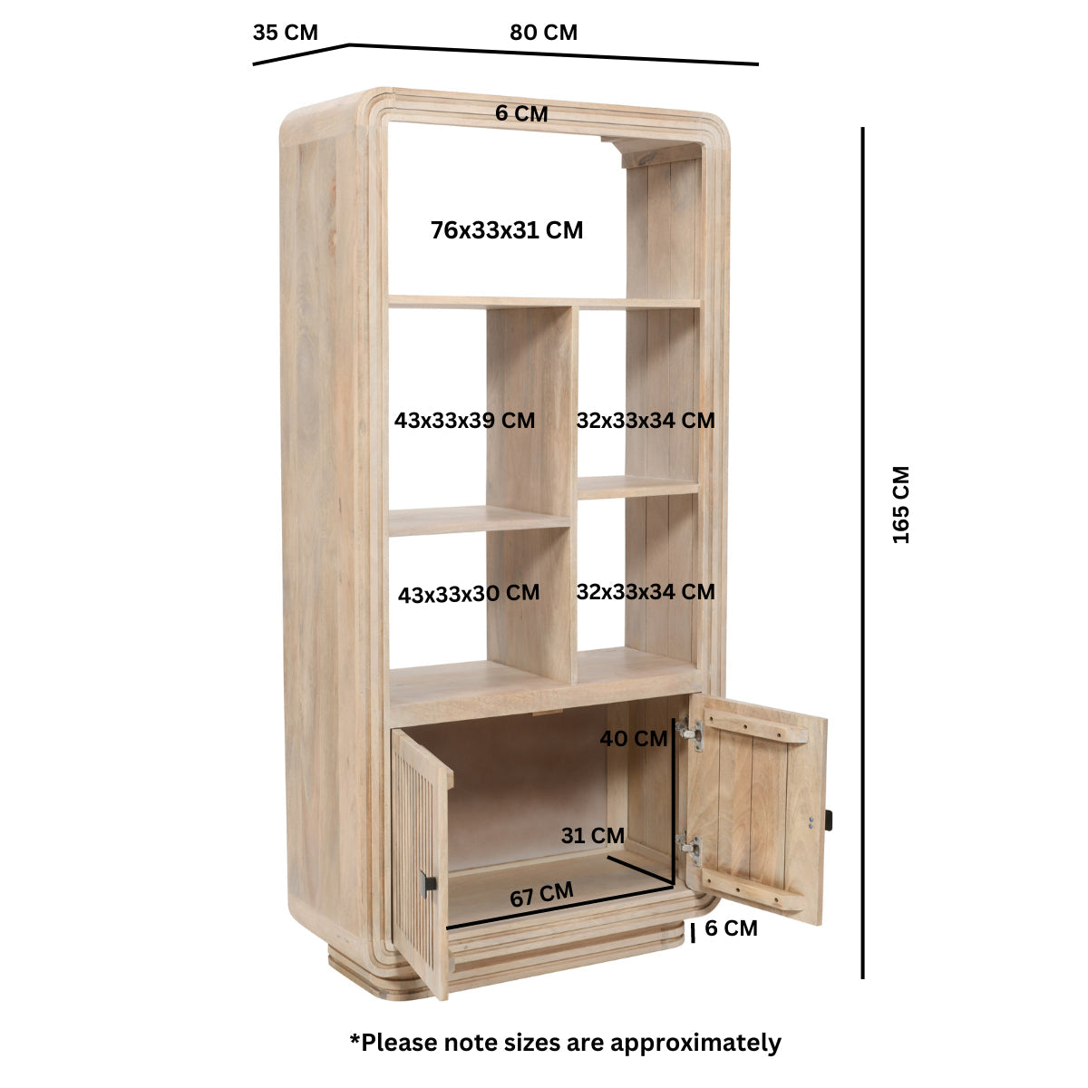 Hudson carved mango wood bookcase with intricate details