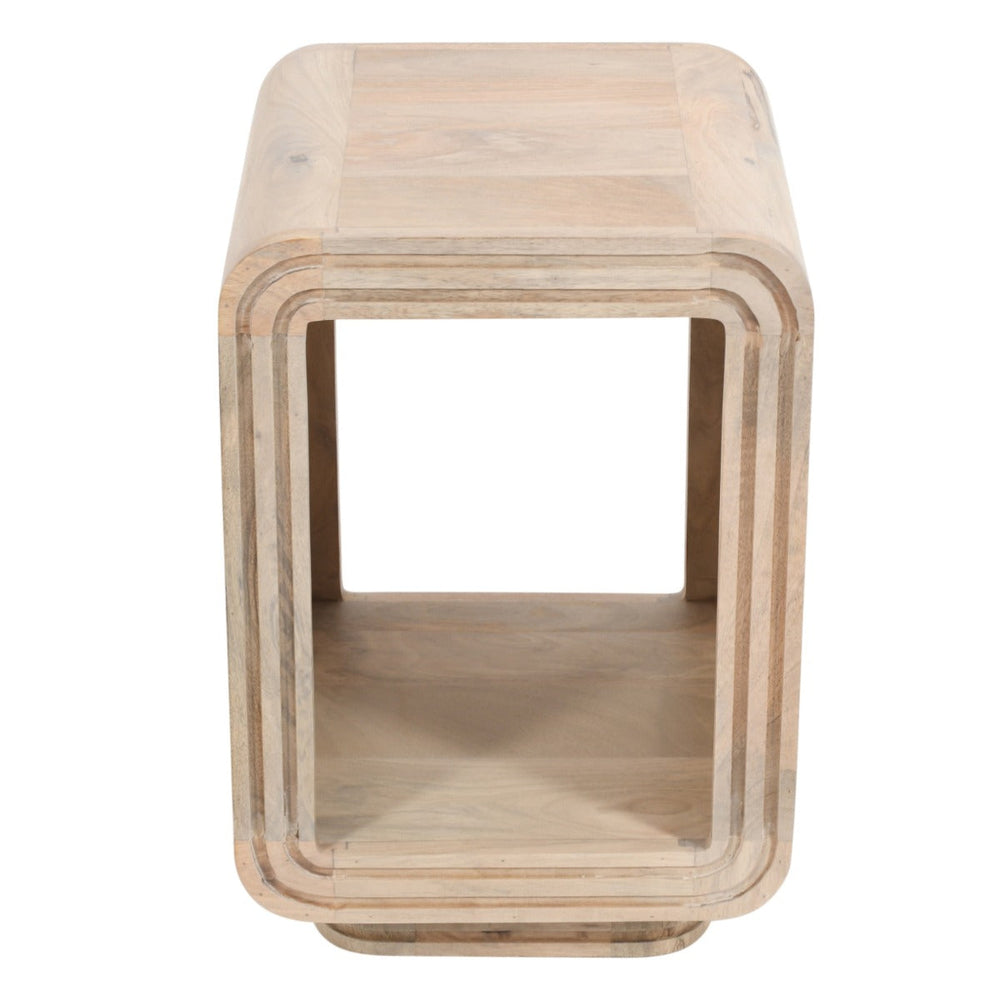 Handcrafted Hudson carved mango wood side table with intricate design