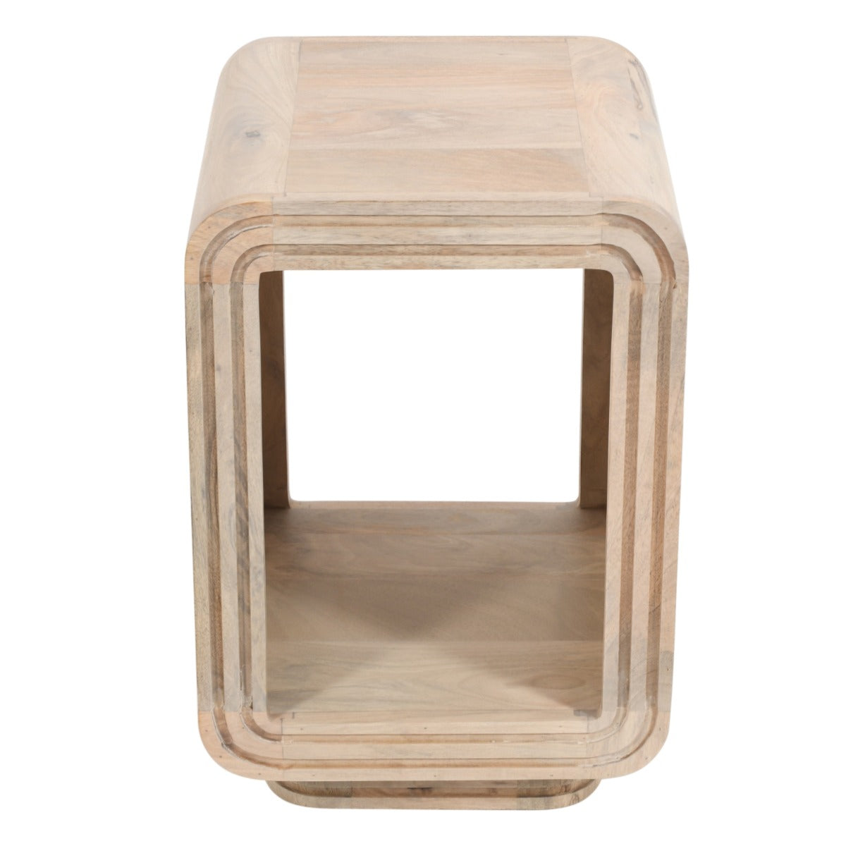 Handcrafted Hudson carved mango wood side table with intricate design