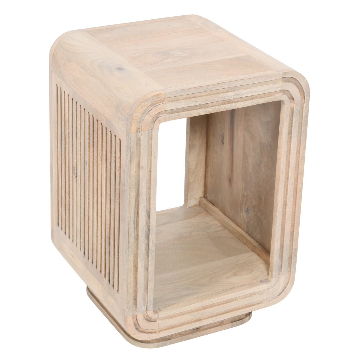 Handcrafted Hudson carved mango wood side table with intricate design