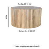 Hudson Carved Mango Wood Round Coffee Table - View 3