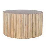 Hudson Carved Mango Wood Round Coffee Table - View 2