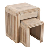 Hudson nest of 2 tables in carved mango wood with lacquered finish