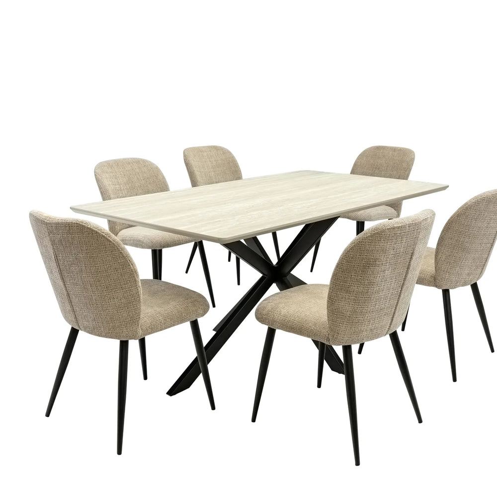 Rialto 1.6m Dining Table - Travertine Melamine