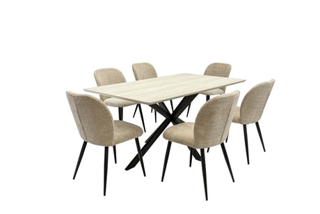 Rialto 1.6m Dining Table - Travertine Melamine