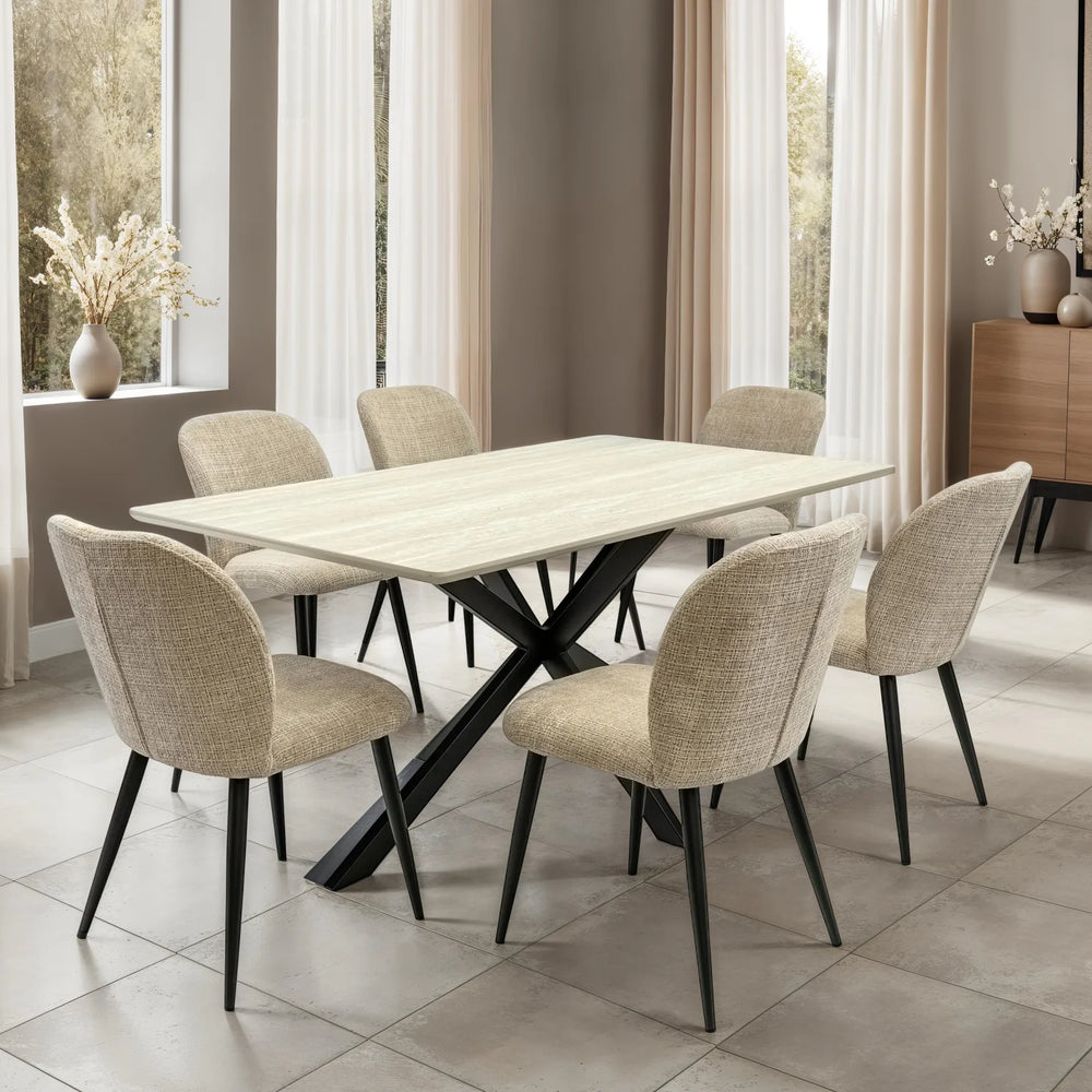 Rialto 1.6m Dining Table - Travertine Melamine