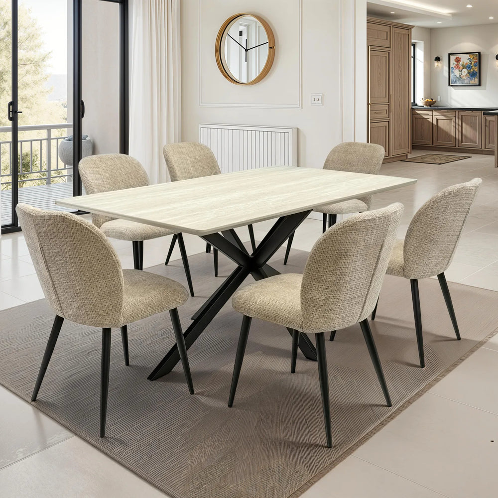Rialto 1.6m Dining Table - Travertine Melamine
