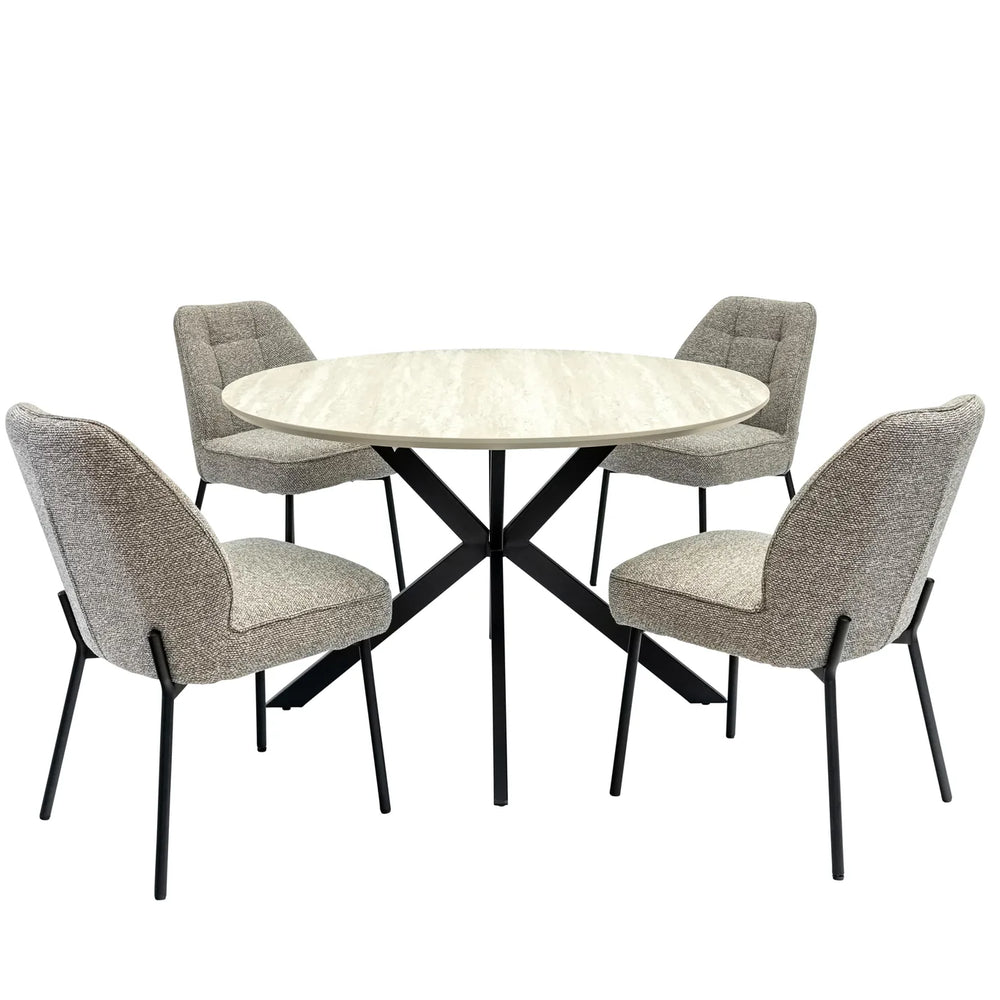 Rialto 1.2m Round Dining Table - Travertine Melamine