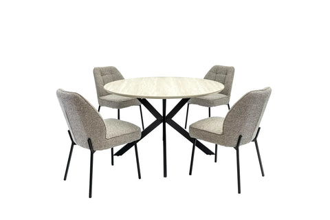 Rialto 1.2m Round Dining Table - Travertine Melamine