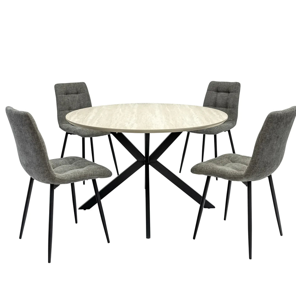 Rialto 1.2m Round Dining Table - Travertine Melamine