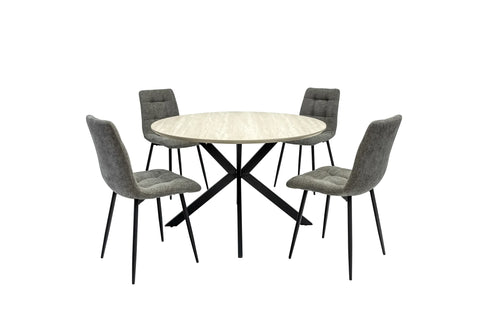 Rialto 1.2m Round Dining Table - Travertine Melamine
