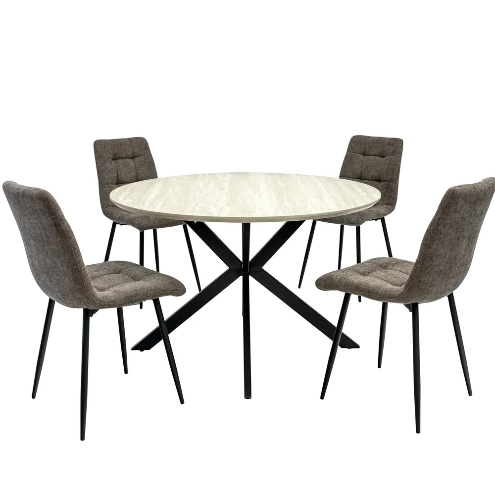 Rialto 1.2m Round Dining Table - Travertine Melamine