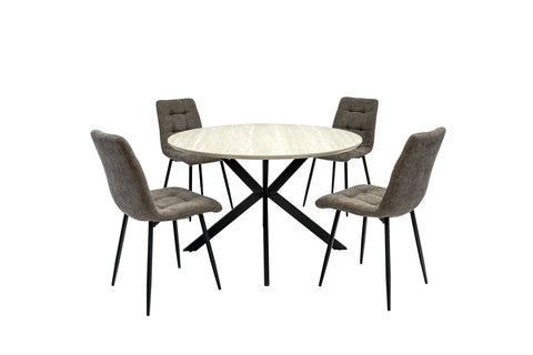 Rialto 1.2m Round Dining Table - Travertine Melamine