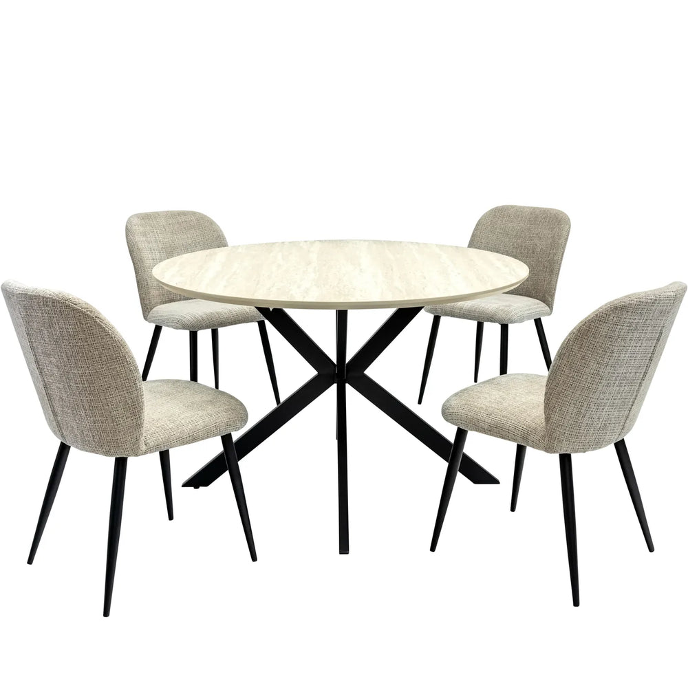 Rialto 1.2m Round Dining Table - Travertine Melamine