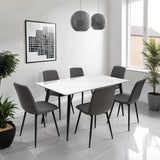 Stylish 1.6m Snow White Dining Table with Black Legs